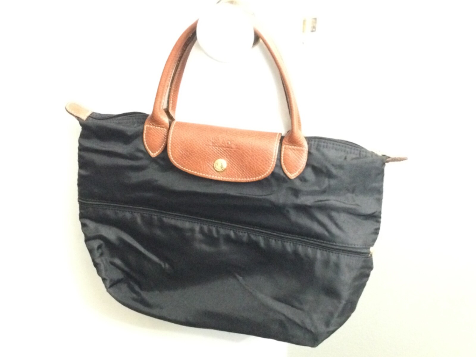 LONGCHAMP Authentic Expandable Folding Black Beig… - image 1