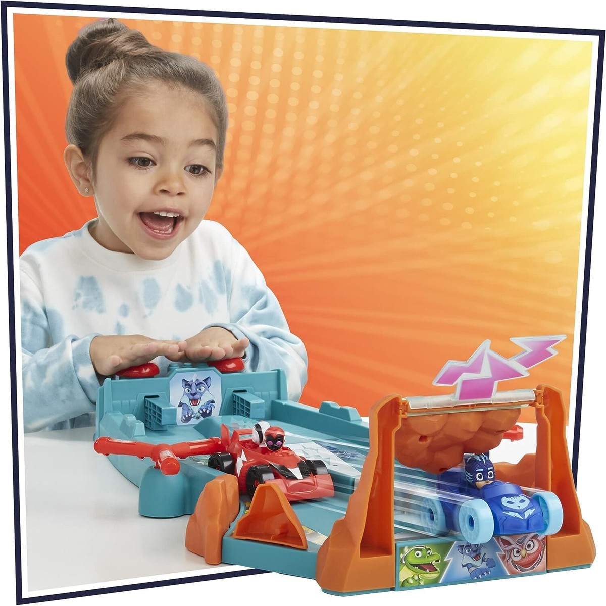 PJ Masks Animal Power Smash and Zoom Race Track Preschool Toy with