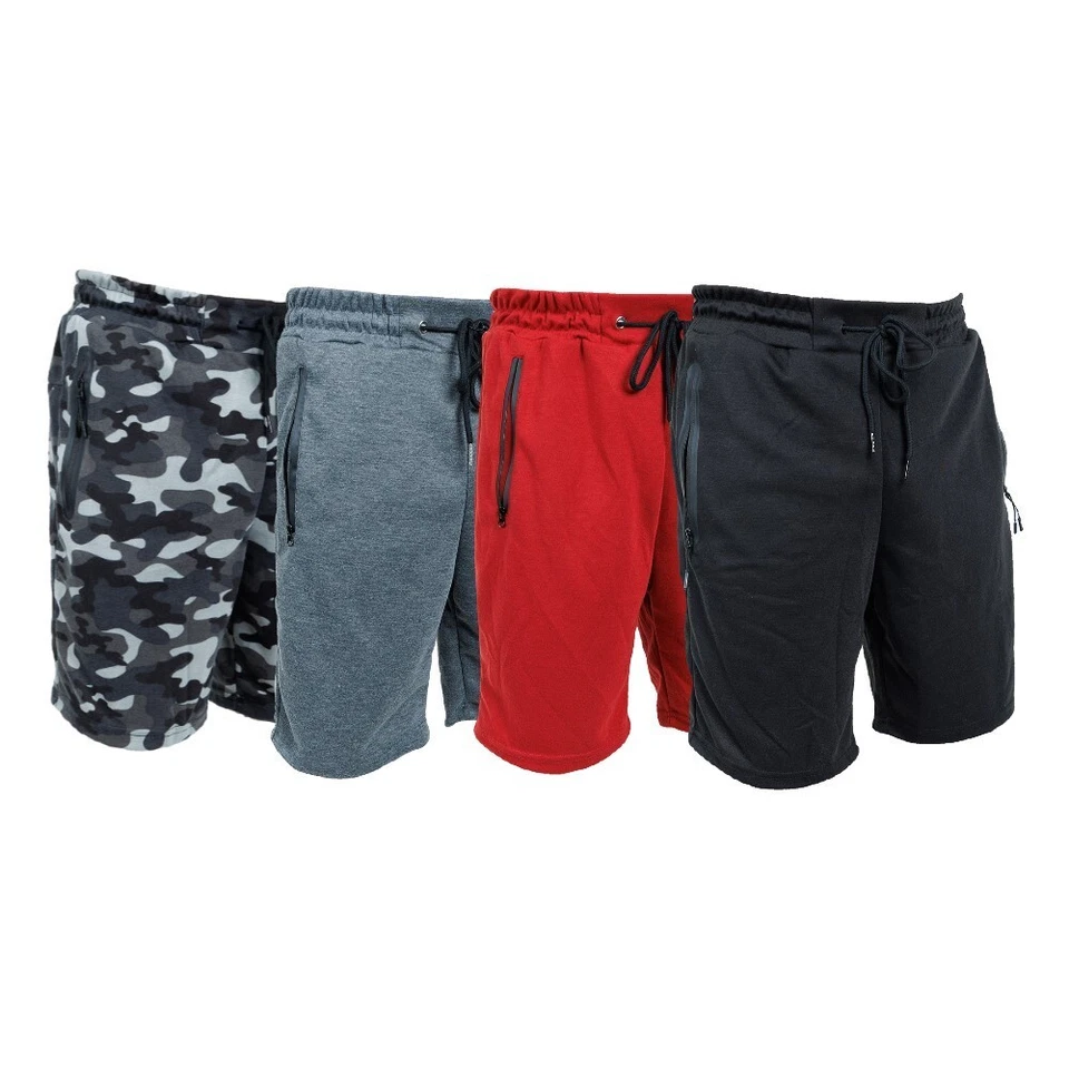 Paquete de 3 Pantalones Cortos para Sudar Hombres Suaves Informales Bolsillo con Cremallera Polar Salón Gimnasio Cortos S-3XL Foto 2 de 4