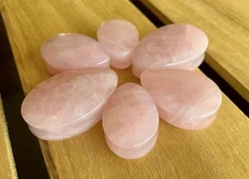 PAIR Teardrop Rose Quartz Stone Plugs Tear Drop Ear Piercing Earlets Gauges