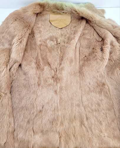 Cappotto giacca pelliccia coniglio scamosciata 100% autentico Alegre Donna foderato marrone taglia XL - Foto 12 di 19