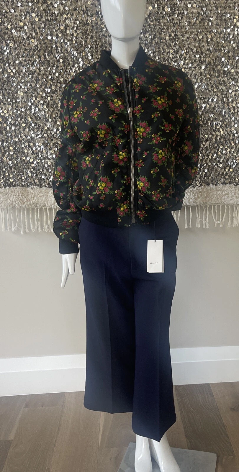 Giacca Bomber Imbottita Autore Gucci Fucsia Bouquet Floreale IT44 US 6 8 10 $2800