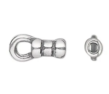 Crimp End, 4 Antiqued Silver Plated Pewter 4x2mm Crimp Tubes with Loop 1mm ID