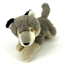 WILD REPUBLIC EcoKins Mini Wolf Stuffed Animal 8 inch Plush Laying CLEAN