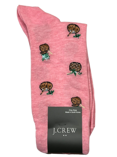 NWT J CREW Socks One Size Pink Coconuts #40 - Picture 1 of 4