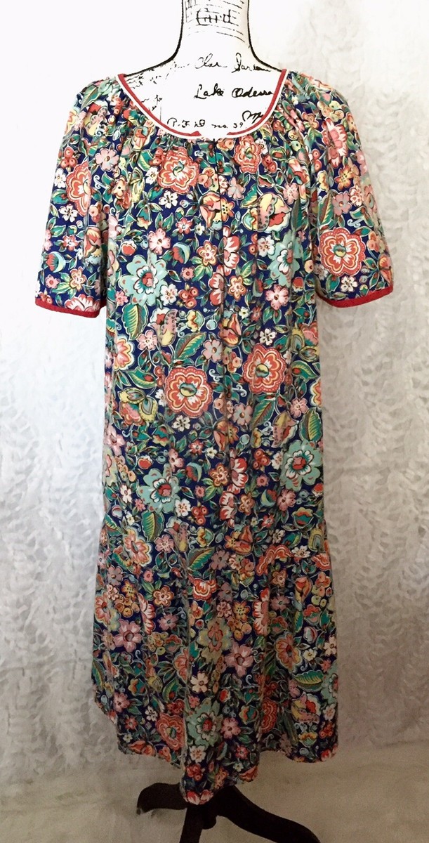 Vintage Appel Leisure Wear Floral Print 100% Cotton Muumuu Style House Dress  M | eBay