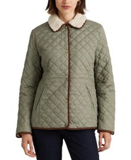 Lauren Ralph Lauren Women's Corduroy-trim Quilted Coat Style 24480 Size S, M Nwt