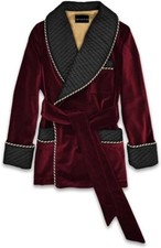 Men's Velvet Smoking Jacket Quilted Robes Coat