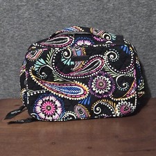 Vera Bradley Kiev Paisley Makeup Bag Black Foral Cosmetic Case Zip Around