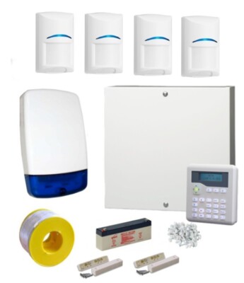 Kabelgebundene Einbruchmeldeanlage PRO Kit LCD Tastatur, Bosch PIRs, Türkontakt