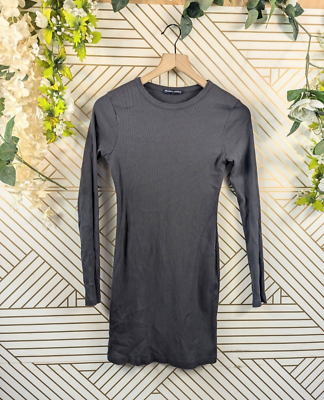 BRANDY MELVILLE Women's Ribbed Cotton Grey Dress Long Sleeve Tight ONE SIZE  | eBay