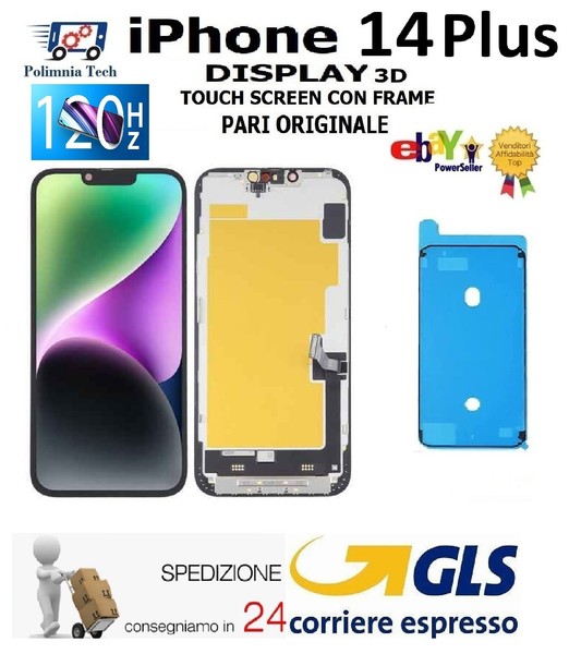 Apple Iphone 14 Plus Display Touchscreen Mit Rahmen Gleich Dem Original GLS-image