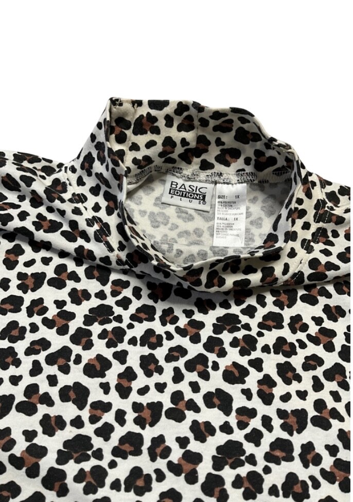 Basic Editions Plus Sized  Vintage White Cheetah … - image 4