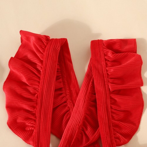 Neugeborenes Baby Valentinstag Outfit Herzdruck gerippt Strampler Kleid Kopfbedeckung Set - Bild 17 von 26