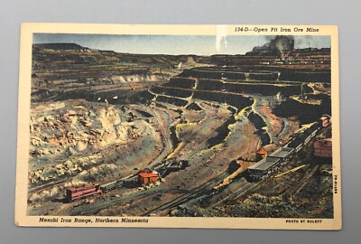 VINTAGE 1953 Souvenir Postcard Open Pit Iron Ore Mine Mesabi Iron Range Minn