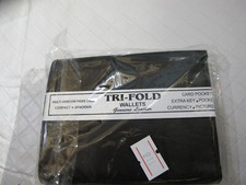 NEW - Mens Genuine Leather Tri-fold Wallet - Black
