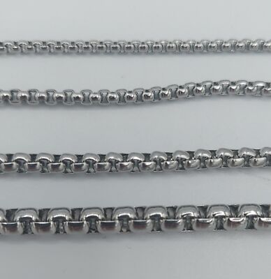 7-36'', 2/2.5/3/4/5/6 mm  SMOOTH BOX ROPE STAINLESS STEEL SILVER CHAIN NECKLACE