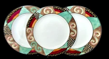 Furio KYOTO Dinner Plates Set of 3 Geometric Excellent Cond Matches Sakura 11"