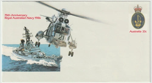 1986 Australia Pre-Stamped Envelope - 75th Royal Australian Navy - 33 Cent Stamp