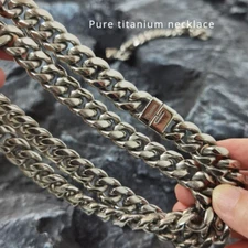 TITITIY Pure Titanium Necklace Bracelet 14mm Cuban Chain Anti Allergic Hip-hop