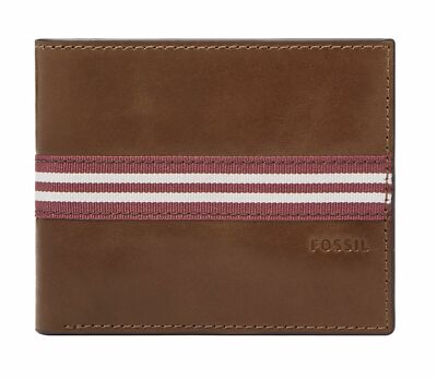 FOSSIL Jared Coin Pocket Bifold Geldbörse Brown Braun Neu