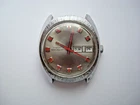 Vintage Timex Men's Watch Manual Wind Up Day Date Red Hands & Markers G. Britain
