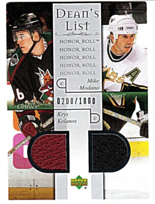 2001-02 UD HONOR ROLL DEAN'S LIST JERSEYS #99 MIKE MODANO Dallas Stars