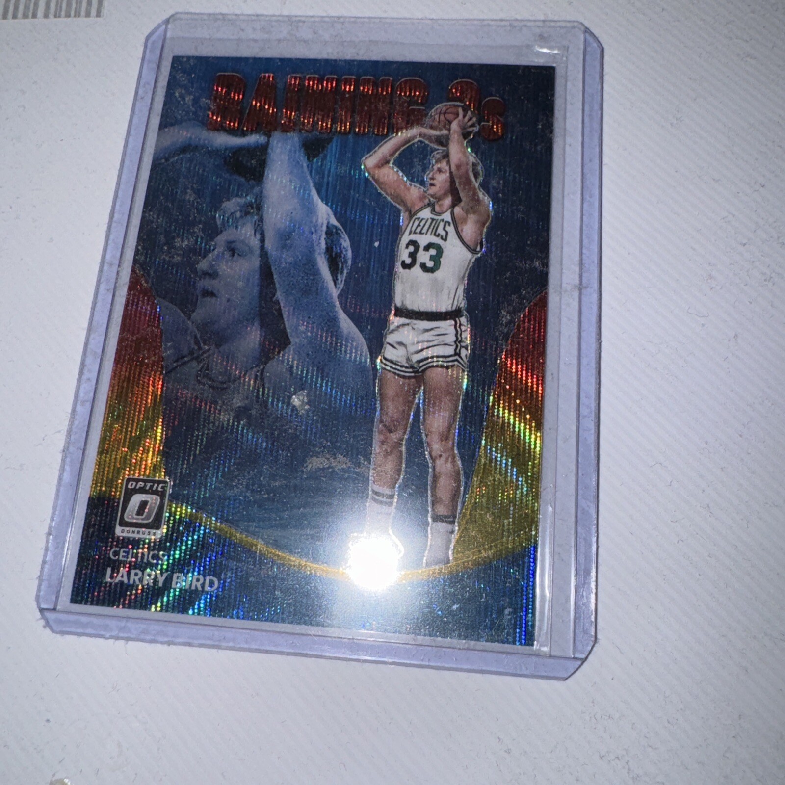 2022-23 Donruss Optic Raining 3s Red and Gold Wave Larry Bird 14/99 A42 389