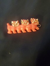 Vintage 1960's Hair Clip Barrettes Pink Scottie Dog Scotty Puppy