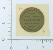 Antique Coin Slot Fey Automatic Machine Co San Francisco CA Water Transfer Decal