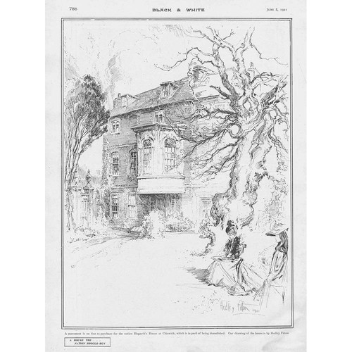 LONDON Hogarth's House at Chiswick - Antique Print 1901