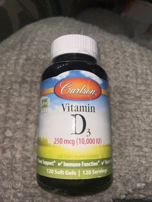 Carlson Labs Vitamin D3 10 000 IU 250 mcg  120 Soft Gels Casein-Free,