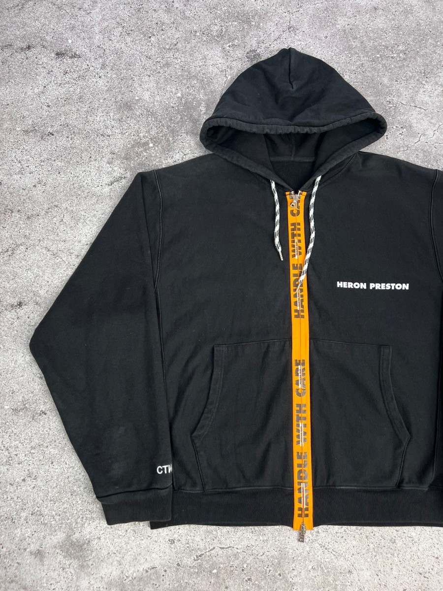 Heron Preston Handle With Care Zip Hoodie Black Men's size L | eBay