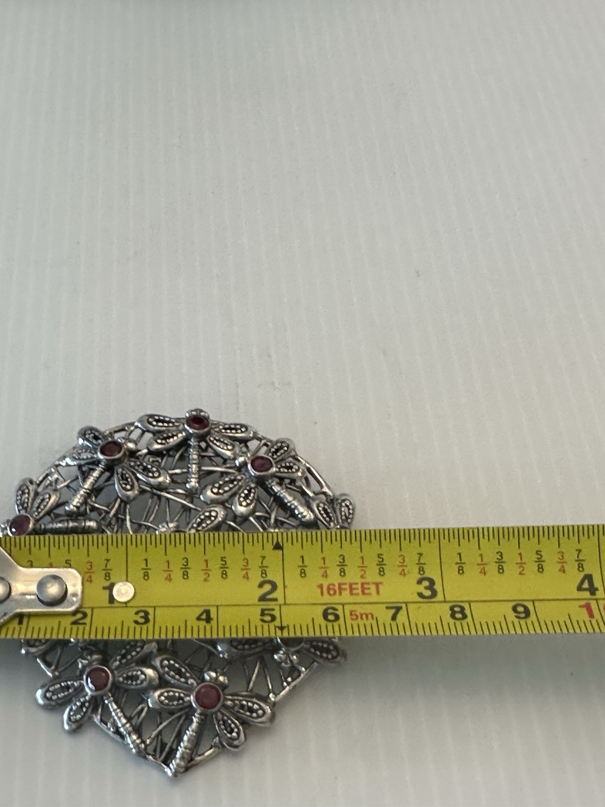 925 STEERLING 30 GR SILVER DRAGONFLY RUBY MARCASI… - image 12