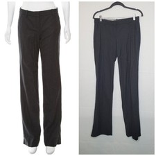 THEORY Charcoal Wool-Blend Mid-Rise Wide-Leg Tailored Dress Pants Size 4