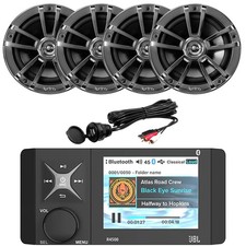 JBL USB Marine Stereo Receiver, 4x 6.5" 225W Max 2-Way Speakers, USB/AUX Adapter