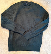 Men's J. Crew Green Cotton Cable Knit Crew  Neck Sweater Size M