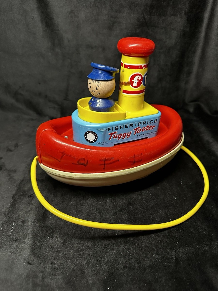 Vintage Fisher-Price #139 TUGGY TOOTER Bath and Pull Toy Marked
