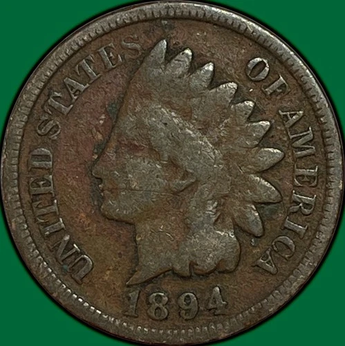 1894 Indian Head Cent Very Good VG Coin, Corrosion #34743