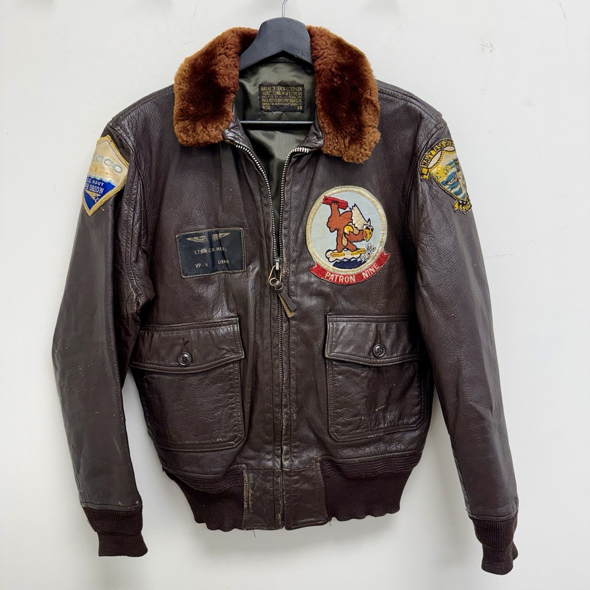 Original 1950s Vietnam War US Navy G-1 Flight Jacket Patched VP-1