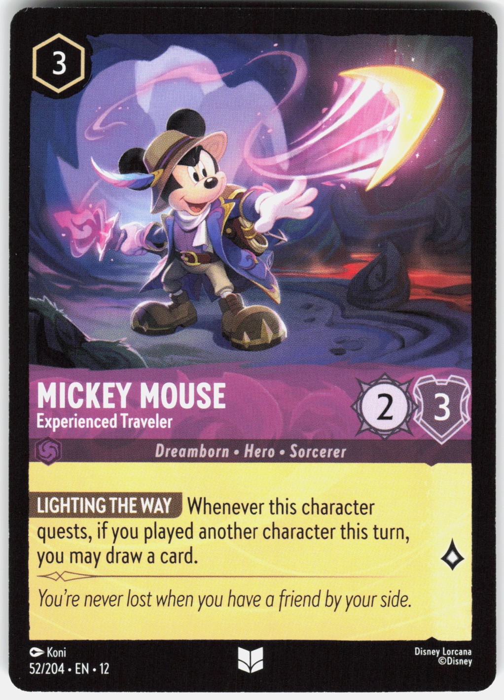 MICKEY MOUSE - EXPERIENCED TRAVELER 52/204 UNCOMMON WILDS UNKNOWN LORCANA NM