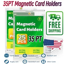 🔥25Pack Magnetic Trading Sports Card Holders 35pt One-Touch Hard UV Protection⭐