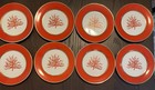 Set Of 8 Colin Cowie Porcelain Coral 7 1/2" Salad Plate Gold Trim  Red-Orange