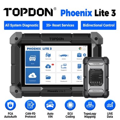 TOPDON Phoenix Lite3 OBD2 Scanner Full System ECU Coding Car Diagnostic Tool