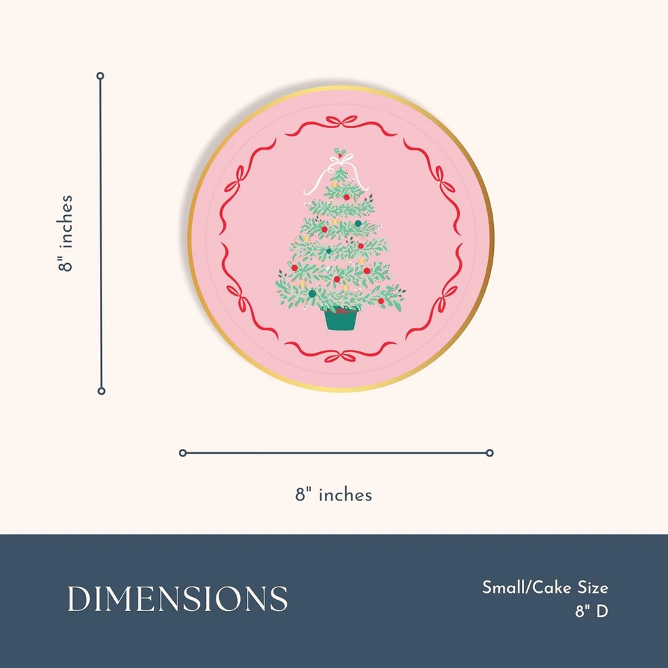 Platos de postre de fiesta de papel de árbol de Navidad rosa | Tamaño de postre desechable | Premi Foto 3 de 4