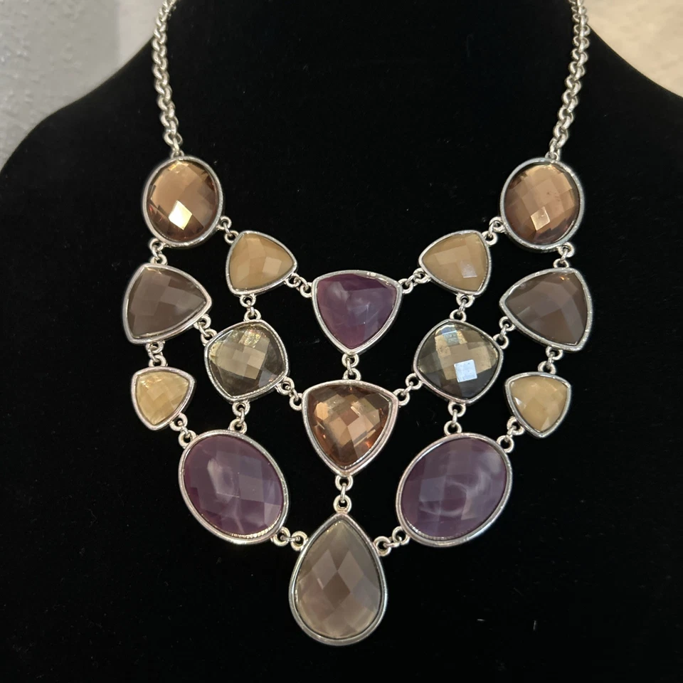 项链和耳环套装 复古银色 11 英寸链条 — 第 4/4 张图片