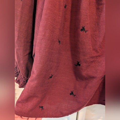 LC Lauren Conrad Women's Burgundy Blouse with Embroidered Flowers Size XXL - Bild 11 von 11