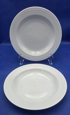Set Of 2 Crate & Barrel ROULETTE White Pasta Soup Bowls Spal Porcelain Portugal