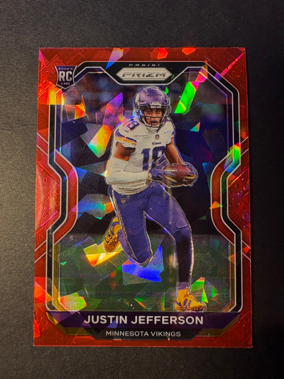 2020 Panini Prizm Justin Jefferson Red Cracked Ice Rookie #398 Vikings