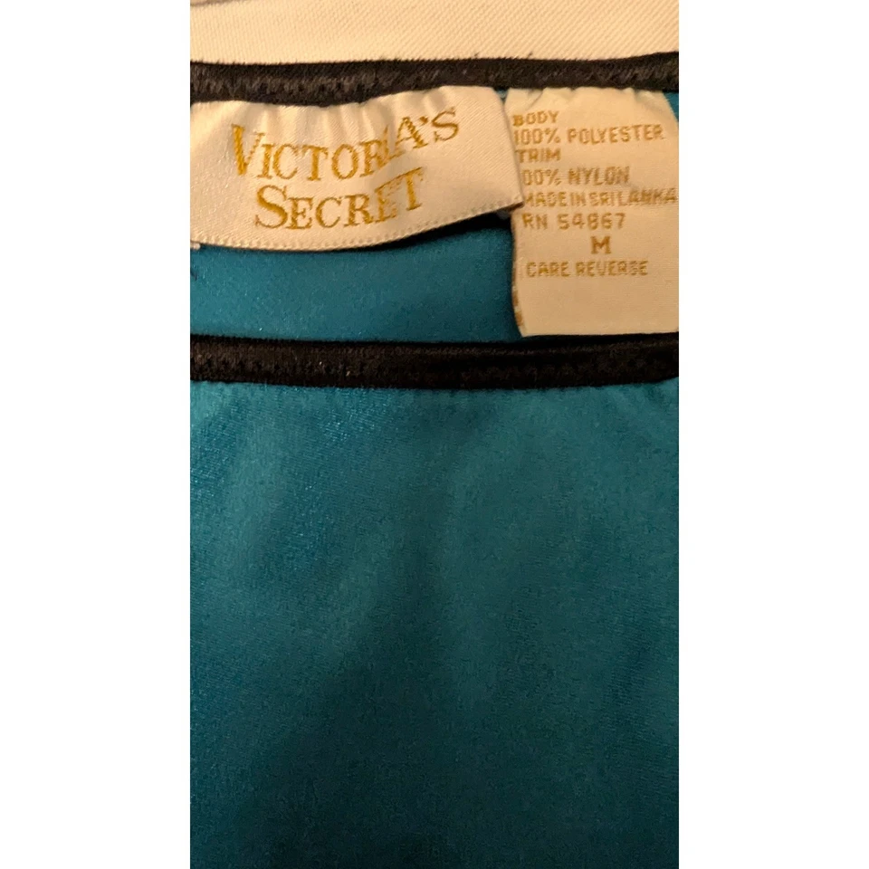 Falda Vintage Victorias Secret Verde Azulado con Ribete de Encaje Negro Años 90 Sin Mangas Mediana Foto 4 de 4